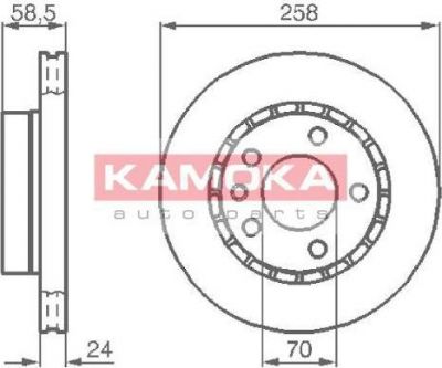KAMOKA 103376 тормозной диск на OPEL OMEGA A (16_, 17_, 19_)