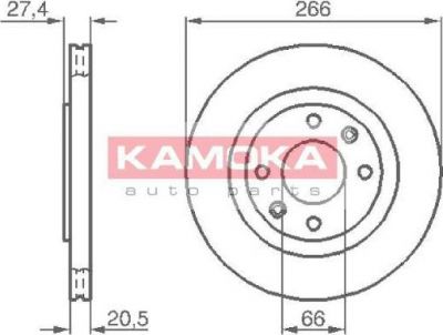 KAMOKA 103384 тормозной диск на PEUGEOT 306 (7B, N3, N5)
