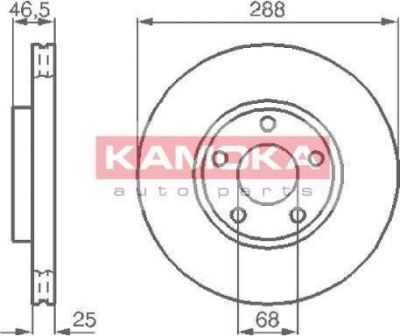 KAMOKA 103640 тормозной диск на SKODA SUPERB (3U4)