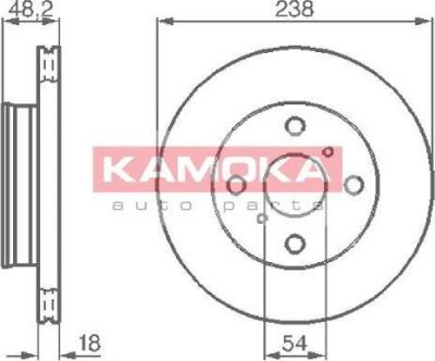 KAMOKA 103826 тормозной диск на TOYOTA COROLLA Compact (_E9_)