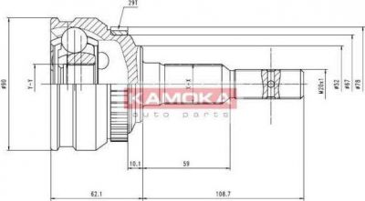 KAMOKA 6200 Шарнирный комплект, приводной вал