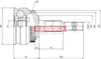 KAMOKA 6254 шарнирный комплект, приводной вал на OPEL KADETT E кабрио (43B_)