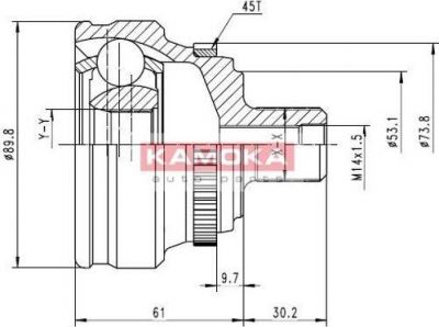 KAMOKA 6278 Шарнирный комплект, приводной вал