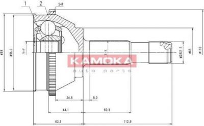 KAMOKA 6506 Шарнирный комплект, приводной вал