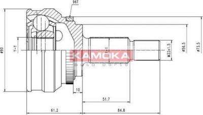 KAMOKA 6566 шарнирный комплект, приводной вал на AUDI 100 Avant (44, 44Q, C3)