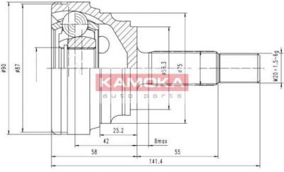 KAMOKA 6600 шарнирный комплект, приводной вал на RENAULT CLIO I (B/C57_, 5/357_)