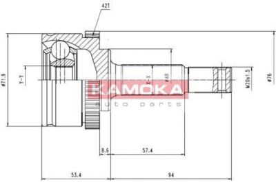 KAMOKA 6783 Шарнирный комплект, приводной вал
