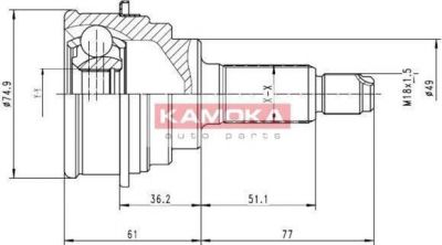 KAMOKA 6836 Шарнирный комплект, приводной вал