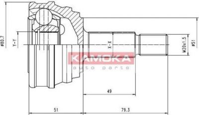 KAMOKA 7010 Шарнирный комплект, приводной вал