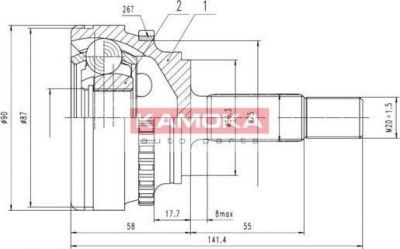 KAMOKA 7182 Шарнирный комплект, приводной вал