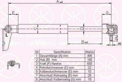 KLOKKERHOLM 34397101 газовая пружина, крышка багажник на MAZDA 626 IV Hatchback (GE)