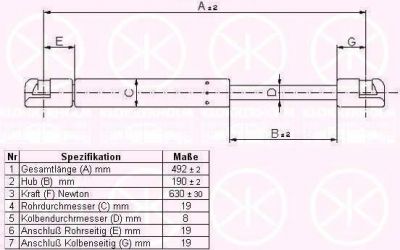 KLOKKERHOLM 55147120 газовая пружина, крышка багажник на TOYOTA COROLLA Liftback (_E11_)