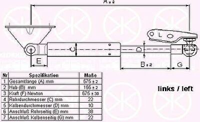 KLOKKERHOLM 81687101 газовая пружина, крышка багажник на TOYOTA PICNIC (_XM10)