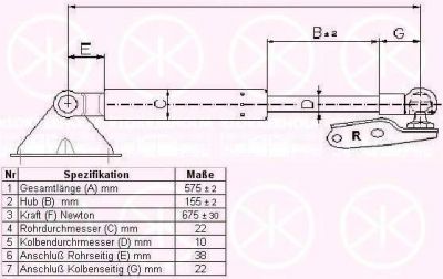 KLOKKERHOLM 81687102 газовая пружина, крышка багажник на TOYOTA PICNIC (_XM10)