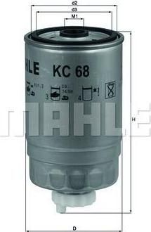 KNECHT/MAHLE Фильтр топливный OPEL VecA/B/AstF/OmA/B/FronA (813565, KC68)
