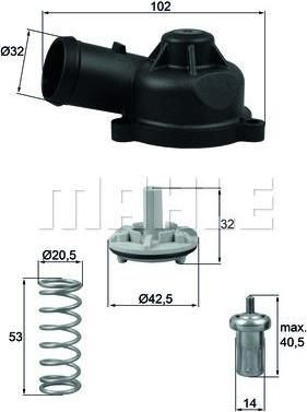 Knecht/Mahle TI 244 83D термостат, охлаждающая жидкость на AUDI A1 (8X1, 8XK, 8XF)