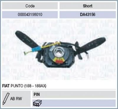 Magneti Marelli 000043156010 выключатель на колонке рулевого управления на FIAT PUNTO (188)