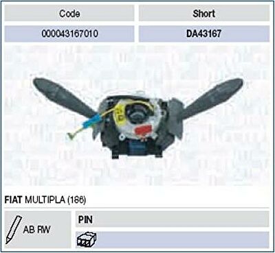 Magneti Marelli 000043167010 выключатель на колонке рулевого управления на FIAT MULTIPLA (186)