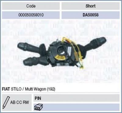 Magneti Marelli 000050058010 выключатель на колонке рулевого управления на FIAT STILO (192)
