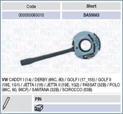 Magneti Marelli 000050083010 выключатель на колонке рулевого управления на VW SANTANA (32B)