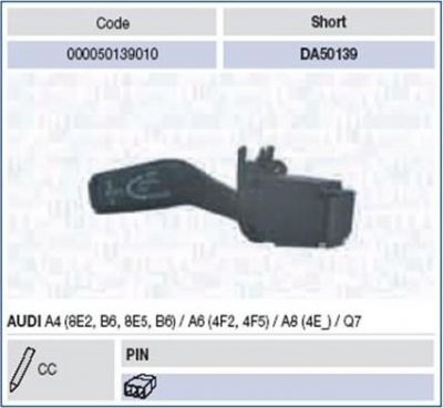 Magneti Marelli 000050139010 выключатель на колонке рулевого управления на AUDI A8 (4E_)