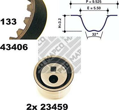 MAPCO 23406 комплект ремня грм на PEUGEOT 309 II (3C, 3A)