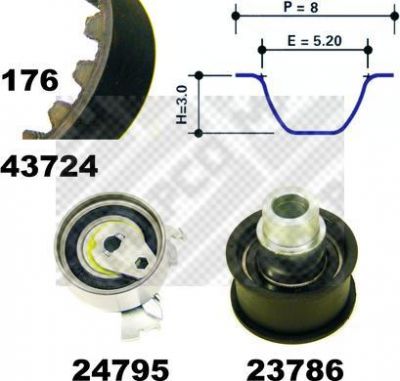 MAPCO 23724 комплект ремня грм на OPEL ASTRA F (56_, 57_)