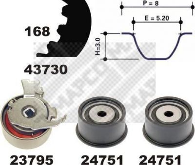 MAPCO 23730 комплект ремня грм на OPEL SPEEDSTER