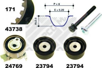 MAPCO 23738 комплект ремня грм на OPEL FRONTERA B (6B_)