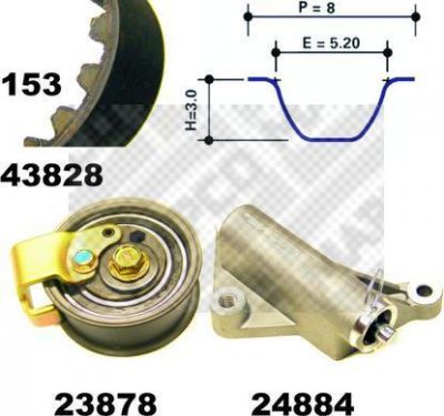 MAPCO 23827 комплект ремня грм на AUDI A4 Avant (8D5, B5)