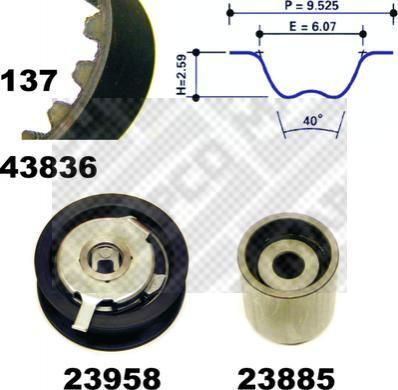 MAPCO 23836 комплект ремня грм на VW LUPO (6X1, 6E1)