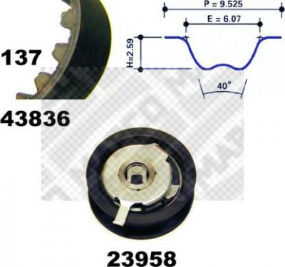 MAPCO 23837 комплект ремня грм на VW LUPO (6X1, 6E1)