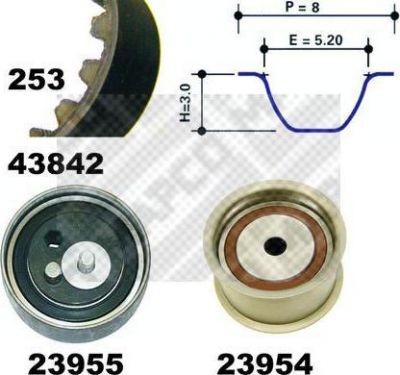 MAPCO 23842 комплект ремня грм на AUDI A6 Avant (4B5, C5)