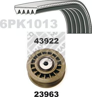 MAPCO 23937 поликлиновой ременный комплект на MERCEDES-BENZ T1 фургон (602)