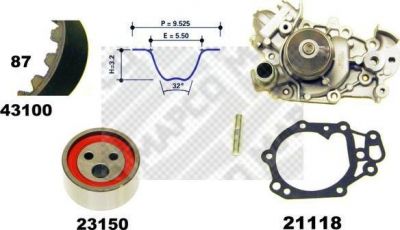 MAPCO 41100 водяной насос + комплект зубчатого ремня на RENAULT CLIO I (B/C57_, 5/357_)