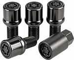 Секретные болты Matrix 684105F2 BC M14x1,5x27, чёрный хром, сфера — 4 шт. + ключ