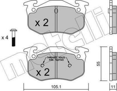 METELLI 22-0038-1 комплект тормозных колодок, дисковый тормоз на RENAULT CLIO I (B/C57_, 5/357_)