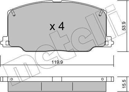 METELLI 22-0067-0 комплект тормозных колодок, дисковый тормоз на TOYOTA CAMRY (_V2_)