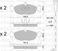 METELLI 22-0077-0K комплект тормозных колодок, дисковый тормоз на OPEL ASTRA F Наклонная задняя часть (53_, 54_, 58_, 59_)