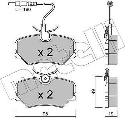 METELLI 22-0099-0 комплект тормозных колодок, дисковый тормоз на PEUGEOT 405 I Break (15E)