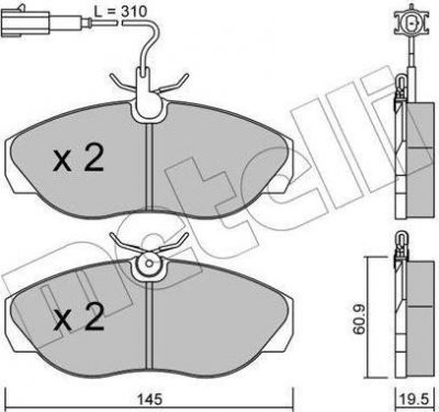 METELLI 22-0154-1 комплект тормозных колодок, дисковый тормоз на PEUGEOT BOXER автобус (230P)