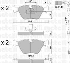 METELLI 22-0207-5K комплект тормозных колодок, дисковый тормоз на 3 купе (E46)