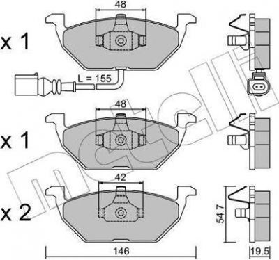 METELLI 22-0211-2 комплект тормозных колодок, дисковый тормоз на SKODA OCTAVIA (1Z3)