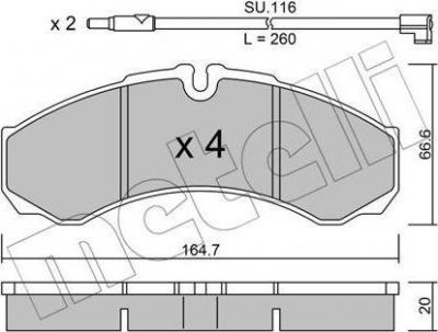 METELLI 22-0212-7K комплект тормозных колодок, дисковый тормоз на RENAULT TRUCKS MASCOTT c бортовой платформой/ходовая часть