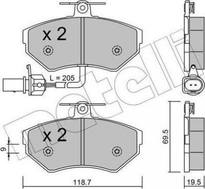 METELLI 22-0215-2 комплект тормозных колодок, дисковый тормоз на VW PASSAT Variant (3B6)