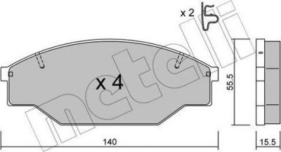 METELLI 22-0227-0 комплект тормозных колодок, дисковый тормоз на TOYOTA HIACE III c бортовой платформой/ходовая часть (YH8_, LH8_)