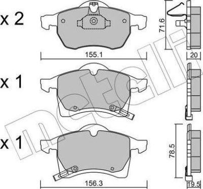 METELLI 22-0258-0 комплект тормозных колодок, дисковый тормоз на OPEL ASTRA G универсал (F35_)