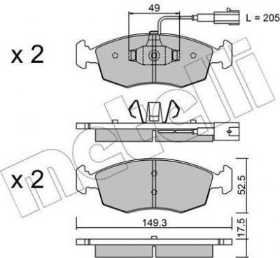 METELLI 22-0274-4 комплект тормозных колодок, дисковый тормоз на FIAT PUNTO (199)