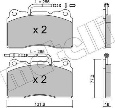 METELLI 22-0288-2 комплект тормозных колодок, дисковый тормоз на PEUGEOT 607 (9D, 9U)