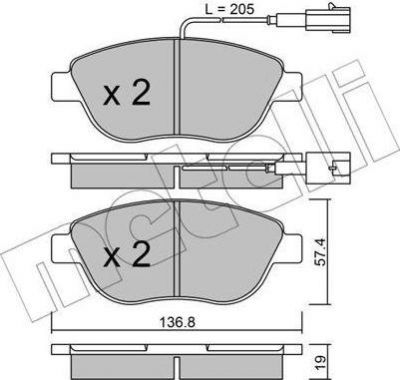 METELLI 22-0322-3 комплект тормозных колодок, дисковый тормоз на FIAT DOBLO фургон/универсал (263)